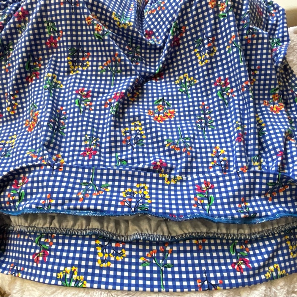 Lands' End Blouson Tankini Swimsuit Top EB Botanical Checks - Picture 8 of 8